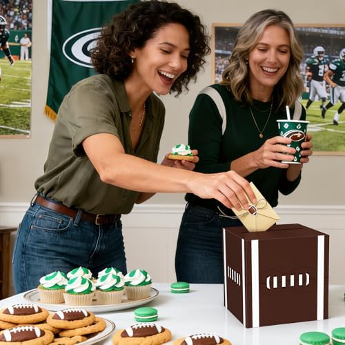 Hxezoc Football Card Box Sports Party Favors Post Box Cardboard Receiving Money Holder for Football Theme Wedding Reception, Baby Showers, Anniversary, Birthday Party, Table Centerpiece Decorations