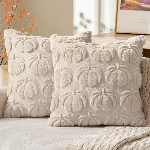 MIULEE Fall Pillow Covers Pumpkin Fall Decor 16x16 Beige
