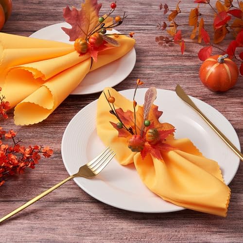Fall Thanksgiving Napkins and Napkin Rings, Thanksgiving Table Decorations