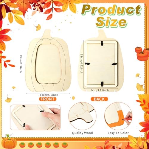 Geelin 12 Pack Wooden Pumpkin Photo Frames Novelty, Fall Thanksgiving DIY