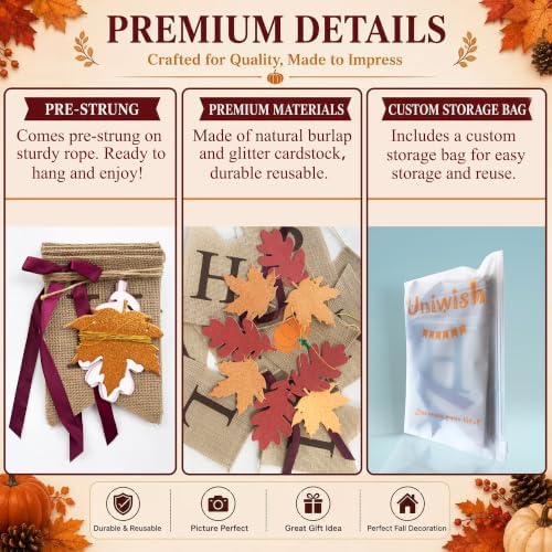 Uniwish Happy Fall Banner Garland Fall Thanksgiving Mantle Decorations