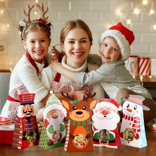 Giiffu 36Pcs Christmas Treat Boxes with Window 7.5x4x2 Inch