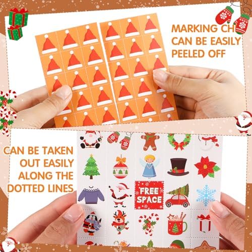 Blosssound Reindeer Christmas Bingo 24 Players, Party Game with Chips