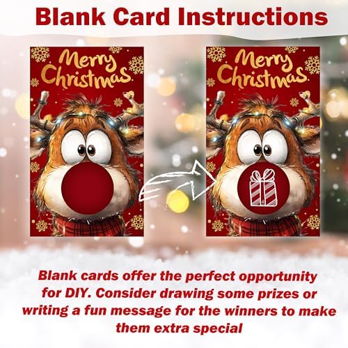 40 Pcs Christmas Scratch Off Cards with Stickers, Rudolph The Red Nose Reindeer Merry Christmas Games for Family Party, Xmas Holiday Party Raffle Ticket Supplies -A02