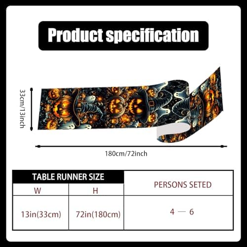 Ghost Pumpkin Table Runner Halloween Decorations for Home Decor
