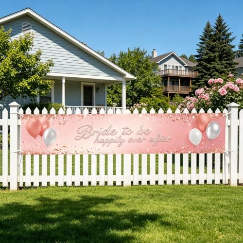 Pink Bride To Be Banner Happily Ever After Bridal Shower Wedding Banner