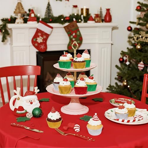 100PCS Christmas Cupcake Liners Red Green Gold Silver Foil Baking Cups Standard Muffin Cupcake Wrappers for Xmas Carnival Wedding Baby Shower Birthday Party