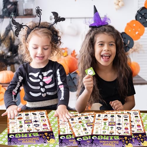 OHOME Halloween Games - Halloween Bingo for Kids | Halloween Party Favors - 24 Players Halloween Toys Gifts Party Supplies | Halloween Crafts Accessories Treats Activities for Family