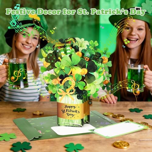 St Patricks Day Cards, Pop Up Musical Lights Up Happy Saint Patrick’s Card