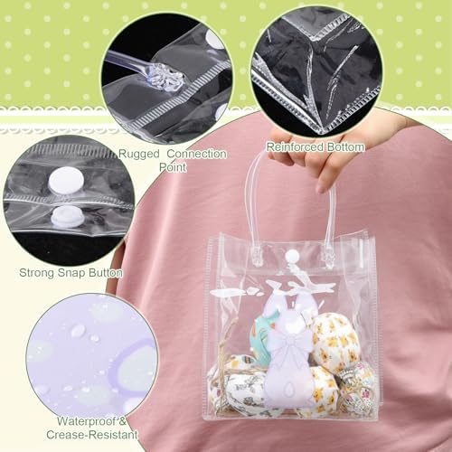Aliceset 24 Pcs Clear PVC Gift Bags with Handle, Rabbit Goodie Bags