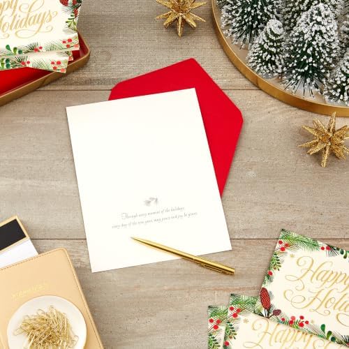 Hallmark Boxed Holiday Cards, Festive Greenery (40 Cards and Envelopes)