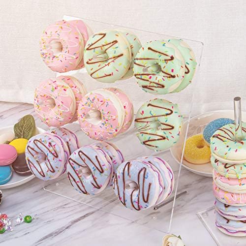 YestBuy Acrylic Donut Wall Display Stand, 2 Sets Square Clear Donut Stands, Clear Bagels Holders Up to 54 Donuts for Christmas, Wedding Birthday Treat Parties,Children's Birthday