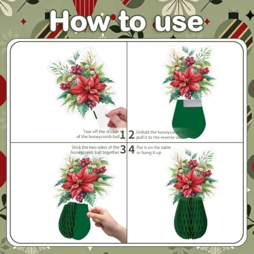 Pedel Christmas Poinsettia Flower Table Centerpiece 9Pcs