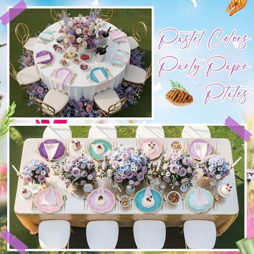 72 Pcs Mermaid Paper Plates 9 Inch Disposable