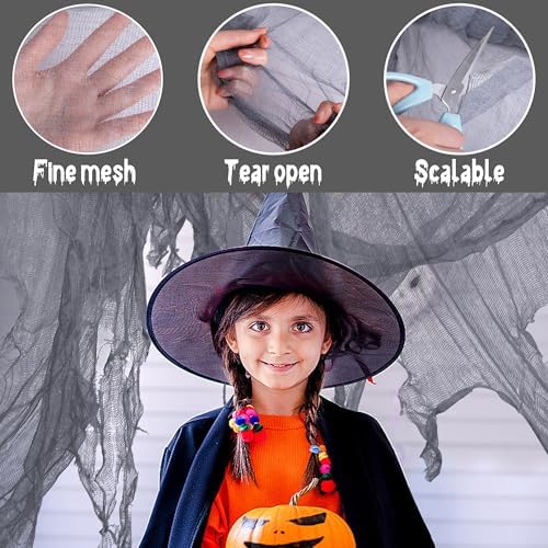 200" x 40" Halloween Creepy Cloth, Gray Halloween Spooky Fabric Cloth