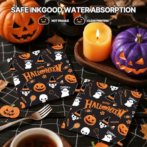 Dereinwo 50 Pcs Halloween Paper Plates and Napkins Set