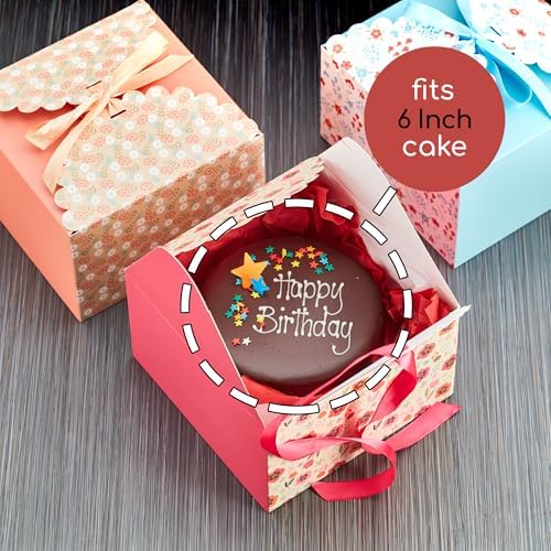 Large Floral Gift Boxes with Lids & Ribbons (20 Set) Decorative Treat Boxes