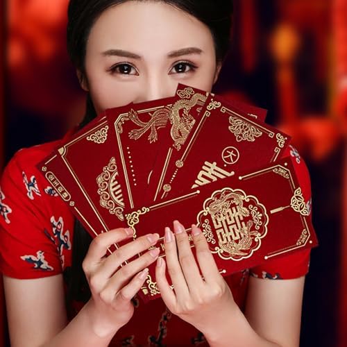 6 PCS Wedding Envelopes Chinese Red Envelope Lucky Money Packets