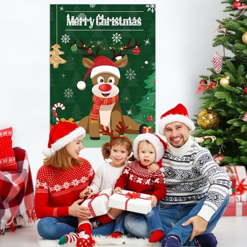 ASTARON Christmas Party Games for Kids, Pin the Hat on Reindeer
