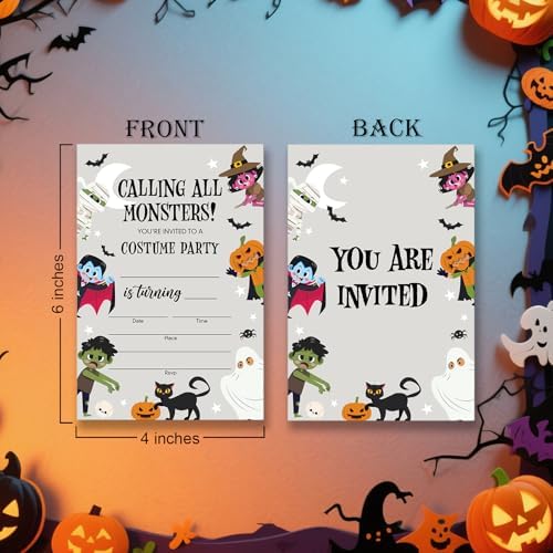 Dumyum 20 Halloween Costume Birthday Invitations, Spooky Halloween