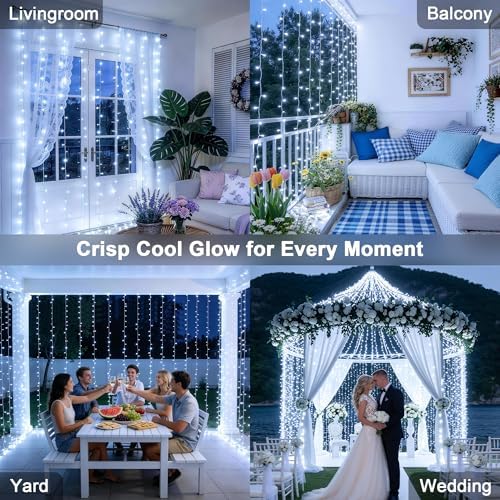 JMEXSUSS 300 LED Curtain Lights, Indoor String Lights for Bedroom, White