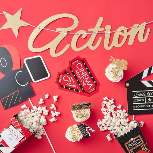 Red Carpet - Movie Night Photo Booth Prop Kit, DIY Cardstock Props - 20pc