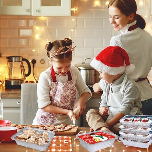 DIYDEC 36PCS Christmas Foil storage Containers Aluminum Food Tin with Lids