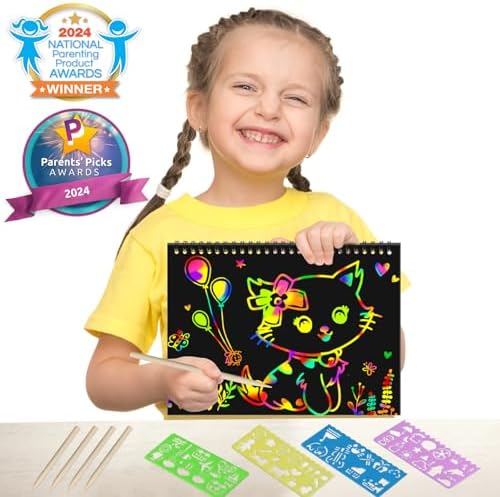 ZMLM 2 Pack Rainbow Scratch Paper Notebooks: Art Crafts for Kids Ages 4-8