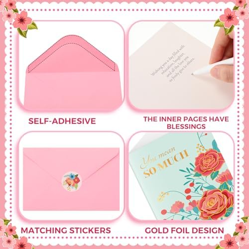 Crtiin 240 Set Mother's Day Cards Bulk 2027 Floral Gold Foil Greeting Cards