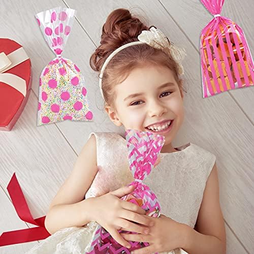 Aneco Pink Cellophane Bags 100 Pack 10.6 x 5.1 Inch