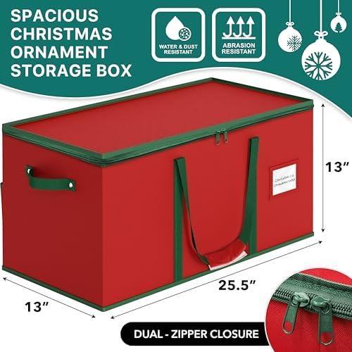 Simple Houseware 128 Christmas Ornament Storage Box with Adjustable Divider