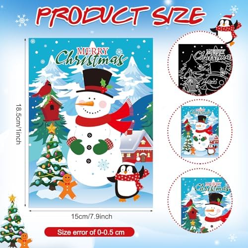Marspark 24 Pcs Christmas Scratch Paper Xmas Scratch Crafts Bulk for Kids