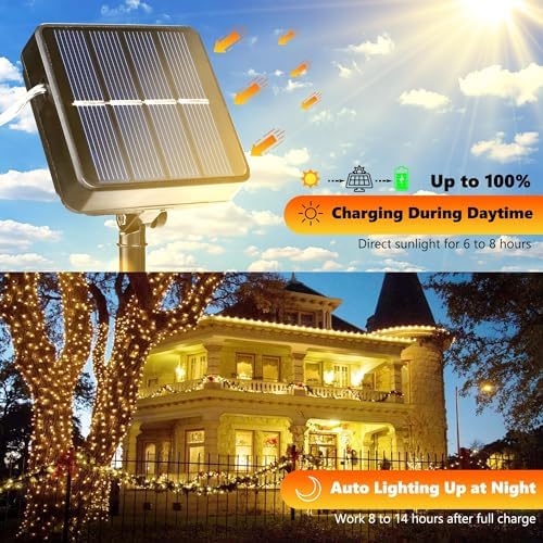 Joomer Solar Fairy Lights, 4Pack Total 104FT 320LED Lights, Warm White
