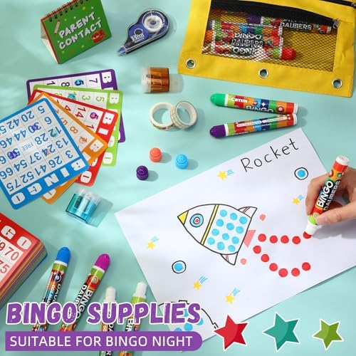 Crtiin 148 Pack Bingo Cards Dot Daubers Set 4.72 x 5.12" Kids Game