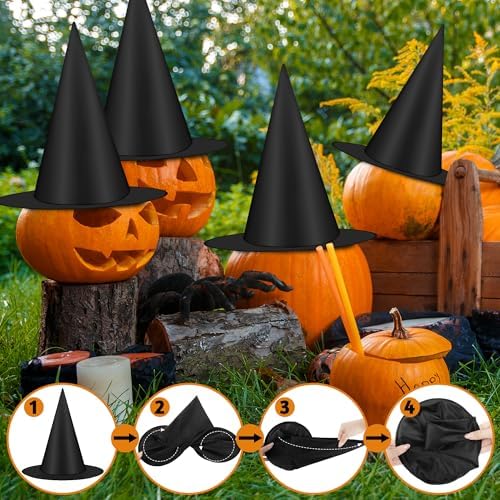Luces 12 PCS Witch Hats, Thickened Hanging Witches Hats Halloween Decor