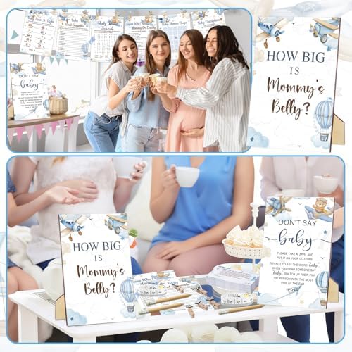 Funnymoom 426 Pcs Baby Shower Games Airplane Theme Boys, 8 Card Sets