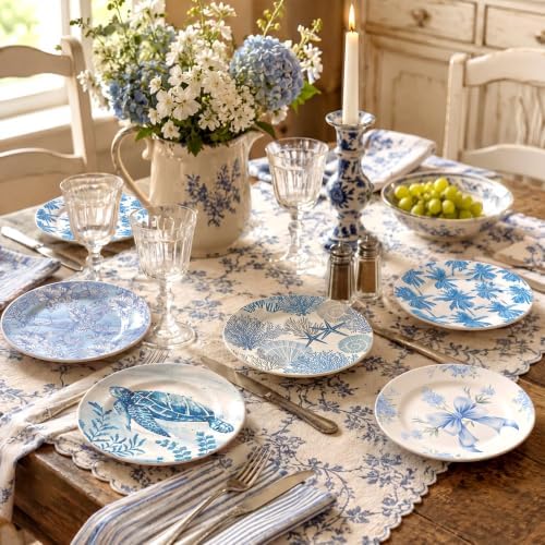 Tenceur 48 Pack 24 Style Blue Coastal Decoupage Napkins for Crafts, 13 inch