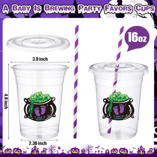 FillTouch 50 Pcs Halloween a Baby Is Brewing Baby Shower Party Cups