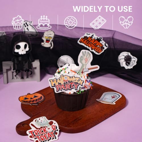 60pcs Wafer Paper Edible Halloween Cake Decorations Cupcake Toppers