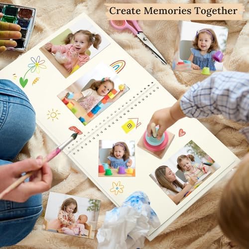 Scrapbook Photo Album 8"x8" 20 Sheets 40 Pages Hardcover Kraft Paper Cream