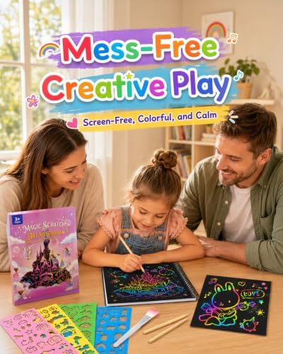 2 Pack Scratch Art Paper Notebooks Set: Arts and Crafts Supplies for Kids