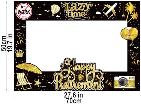 Retirement Party Photo Booth Props Kit - 37pcs Paper Photo Props 1 Frame Glitter Retirement Party Decorations for Retiree Celebration, Farewell Office Party Supplies (Black and Gold)