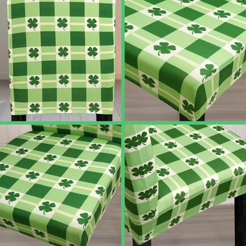 St. Patricks Day Chair Covers for Dining Room Set of 4 St Patricks Day Shamrock Dining Chair Protectors 4 Pcs Stretch Removable Washable Chair Slipcovers 4 Pack for Saint Pa Home and Party Decor