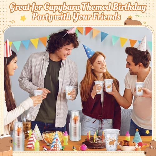 Funnymoom 60 Pack Capybara Plastic Cups for Party Decorations, 12 Oz