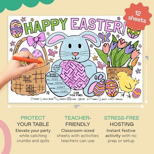 Tiny Expressions Easter Coloring Placemats, Set of 12