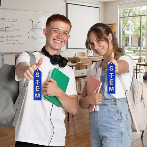 Tingjoo 50 Pcs Stem Award Ribbons 8 x 2 Inches Award Ribbons with Cards and Strings, Prize Achievement Honorable Mention for Team Competition Rewards Participation Gift Prizes