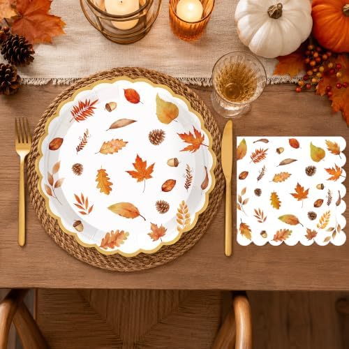40PCS Fall Paper Plates and Napkins Set