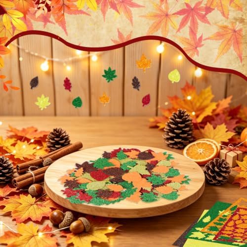 365Pcs Foam Stickers Glitter 3D Fall Leaf Foam Shape Stickers,Fall Leaf