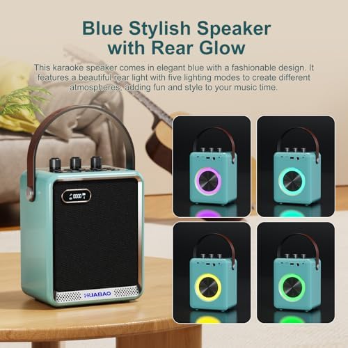 Karaoke Machine with 2 Wireless Microphones, Portable Mini Speaker