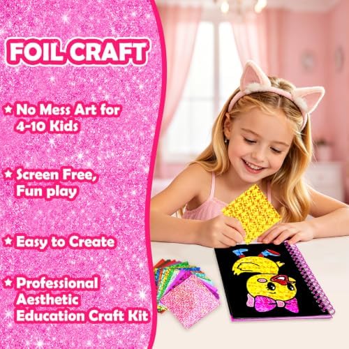 FUNNYB&G Foil Art Craft Kit for Kids, Sparkly Birthday Gift Toy for Kids
